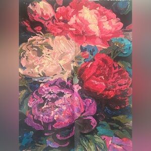 Completed 16 by 20 in Floral paint by number Art with Vibrant Colors